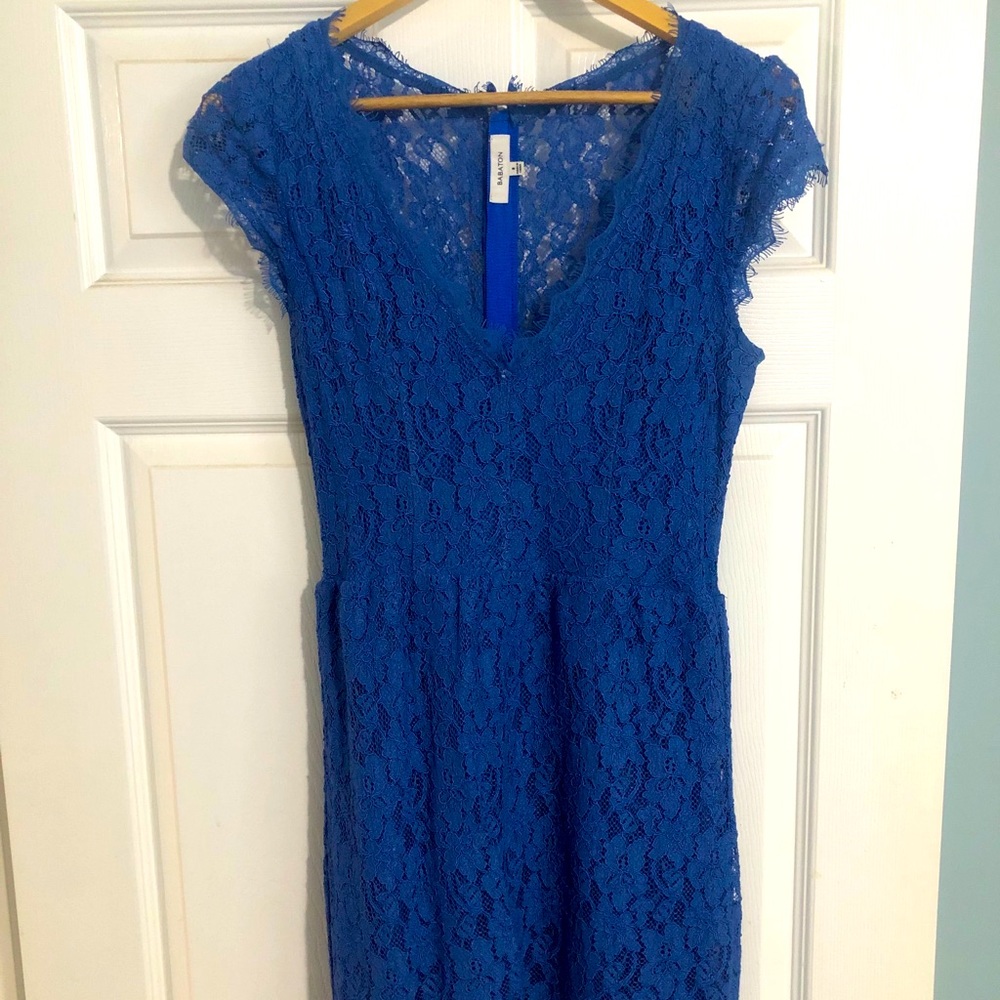 Aritzia Babaton Tobias Lace Dress Blue Teal Sz 8